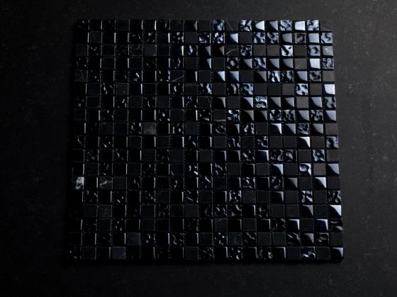 bout verkenner verticaal Mozaiek zwart steen mix 15mm - Tegelgemak
