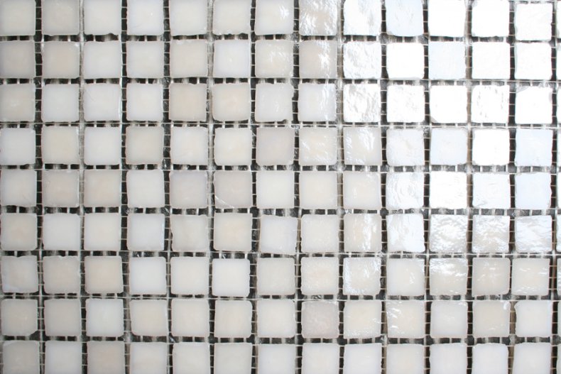 Gebroken wit glans - parelmoer 16x16mm Glasmozaïek