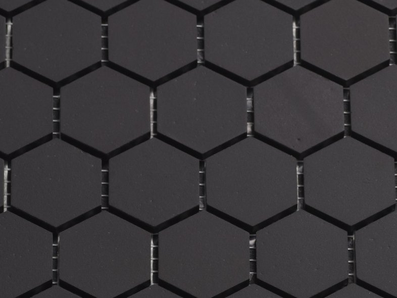 2.5 cm zwart zeshoekig mozaiek