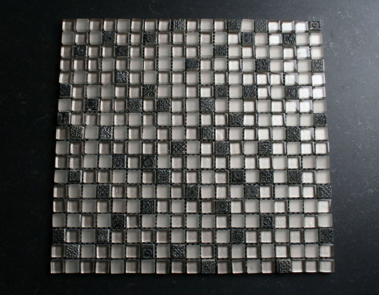 15mm zilver deco glas glans mat mozaiektegels